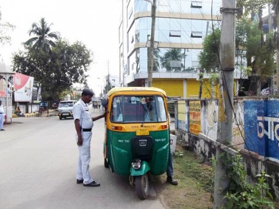Traffic police wakes up to nab  unruly auto drivers in Agartala